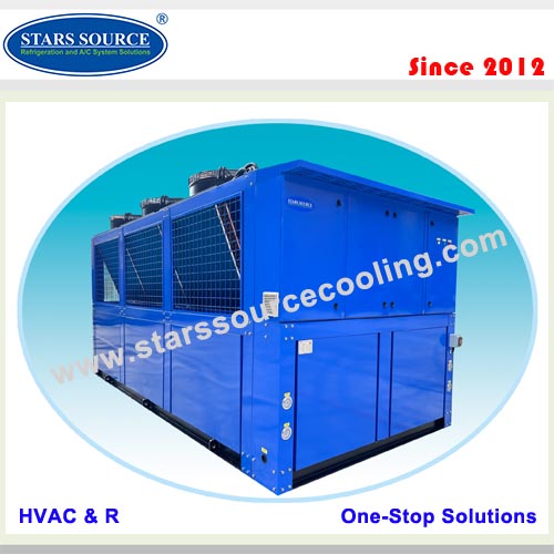 100RT Air Cooled Screw Type AC Chiller with Cabinet Design 